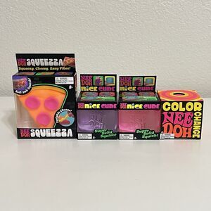 NeeDoh Squeeza Pizza Nice Cube Color Change Schylling Squeeze Toys Lot of 4 NEW